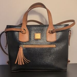 Dooney & Bourke Black and Tan Saffiano Satchel and Shoulder Bag
